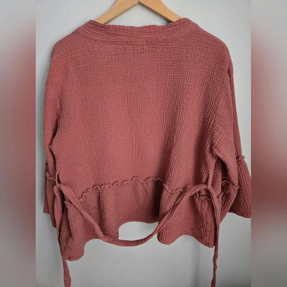 4OUR DREAMERS Dusty Rose Gauzy Cotton Cardigan - Picture 3 of 6